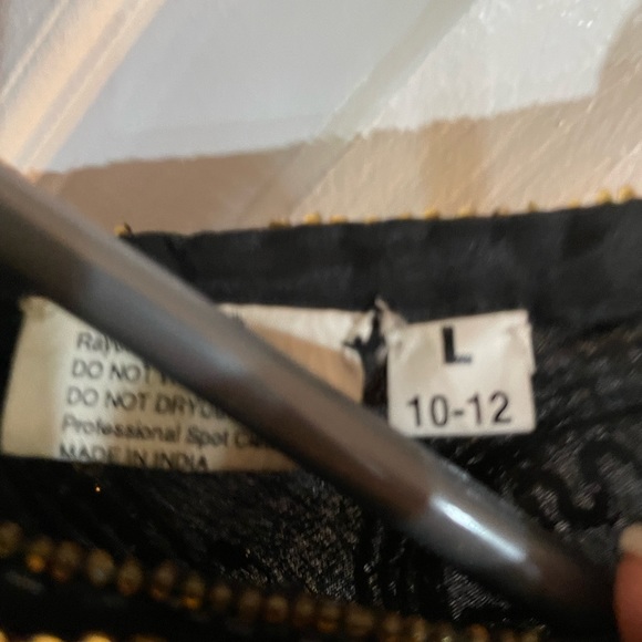 All silk hand beaded black dress with gold beading . Fits as women’s small . - Picture 3 of 6